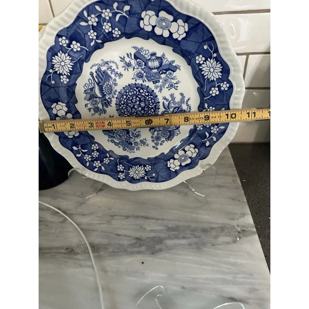 Spode Blue Room Collection Regency Series Trophies Plate Blue White Transferware